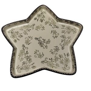 Temp-tations by Tara Floral Lace‎ Star Serving Tray Green Ceramic 12 inch PPP-SQ